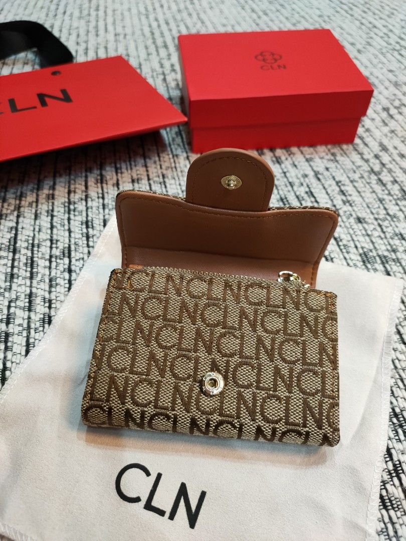♥️ CLN Celine Classic Coffee Brown Signature Print Mini Card Holder Wallet,  Women's Fashion, Bags & Wallets, Wallets & Card holders on Carousell
