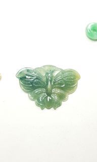 天然緬甸玉a貨 冰種 三彩 蝴蝶玉墜