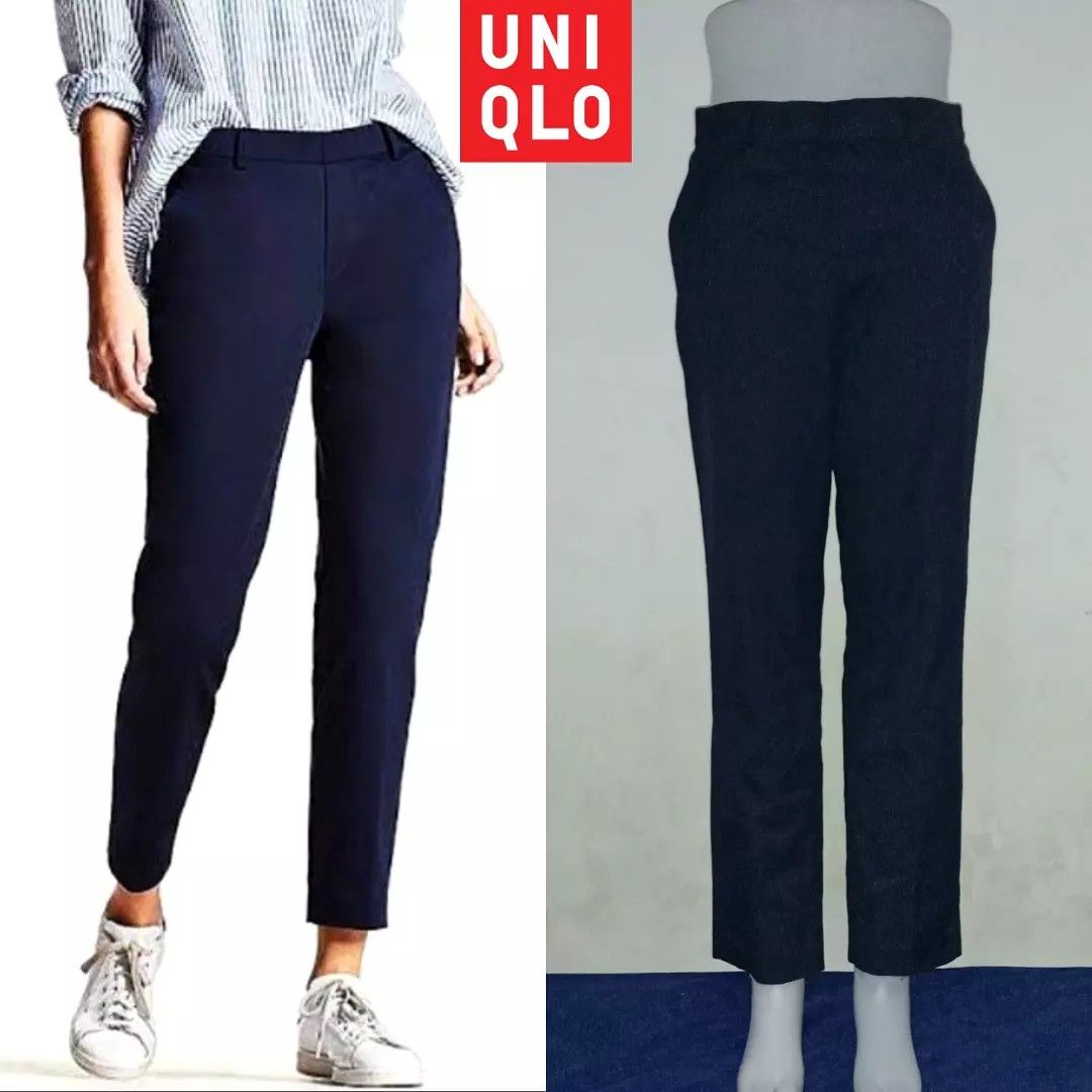 Ankle pants UNIQLO navy, Fesyen Wanita, Pakaian Wanita, Bawahan di