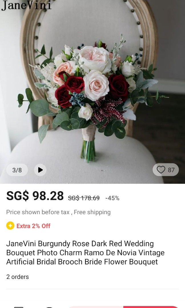 Artificial Wedding Hand Bouquet (Used Once), Furniture & Home Living, Home  Decor, Vases & Decorative Bowls on Carousell