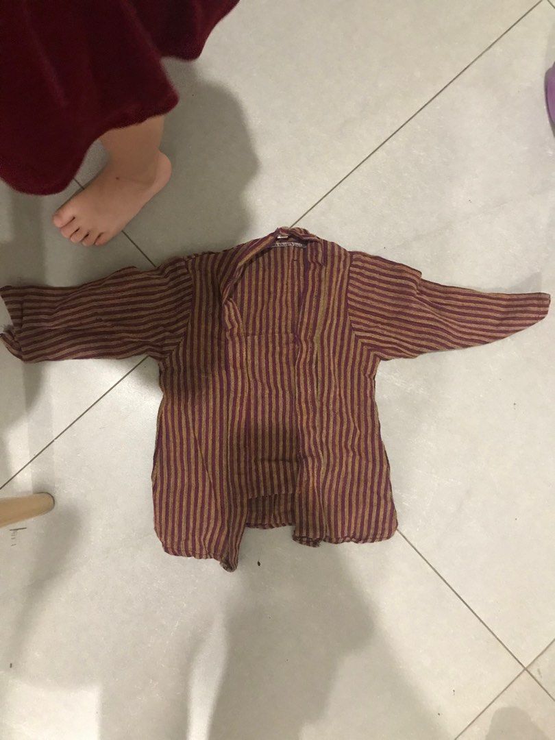 baju adat batik jawa coklat brown garis anak bayi kids kid jawi jangkep