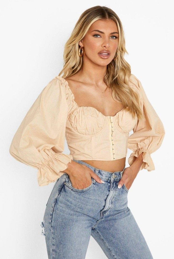 Nude puff sales sleeve top