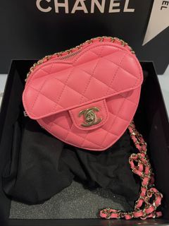 CHANEL 22S Pink Heart Belt Bag Crossbody Necklace Card Holder Coin