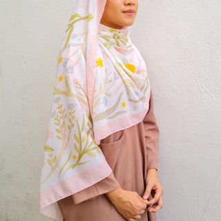 Bunga dan Bintang Bunga Lebaran Shawl (Pink)