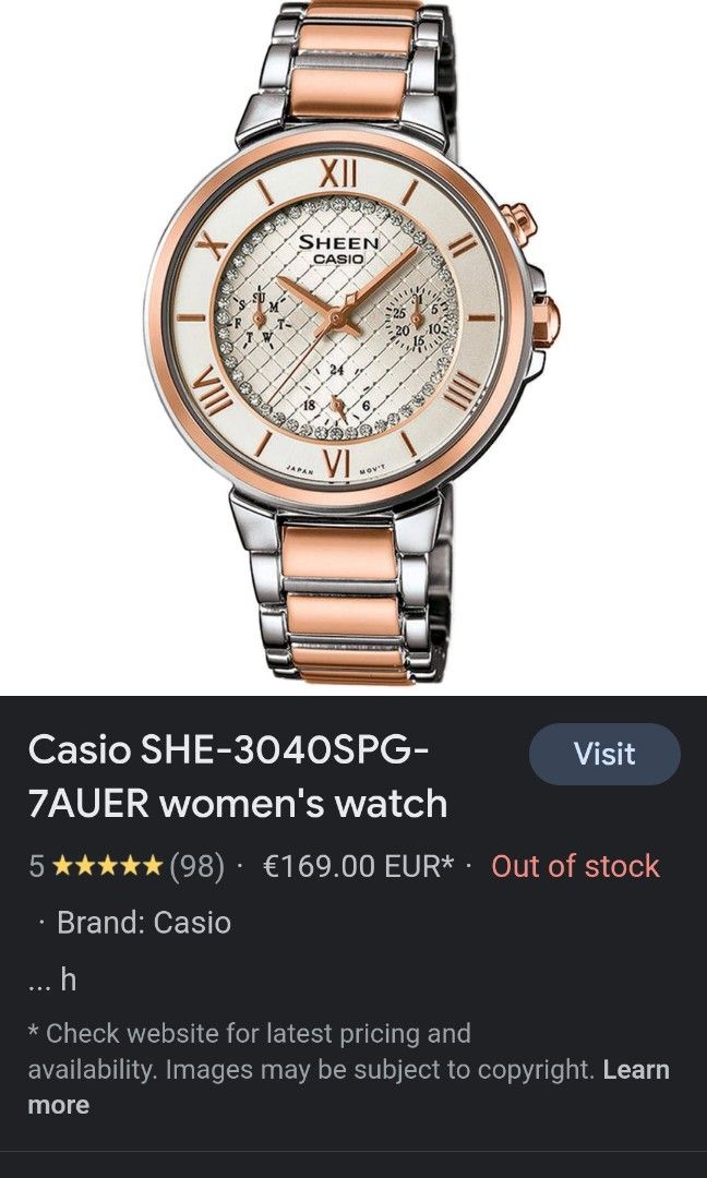 Casio Sheen, Women's Fashion, Watches & Accessories, Watches on Carousell
