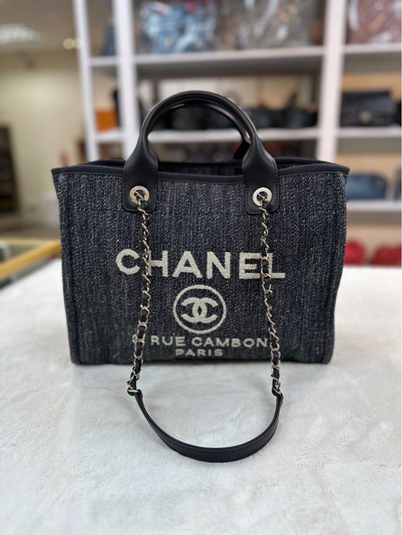 Authentic Chanel Deauville Medium Denim Shoulder Tote Bag, Luxury, Bags &  Wallets on Carousell