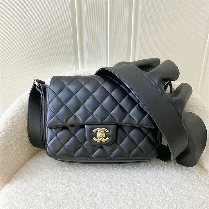 ✖️SOLD✖️ Chanel Ruffles Flap in Black Lambskin GHW, Luxury, Bags & Wallets  on Carousell