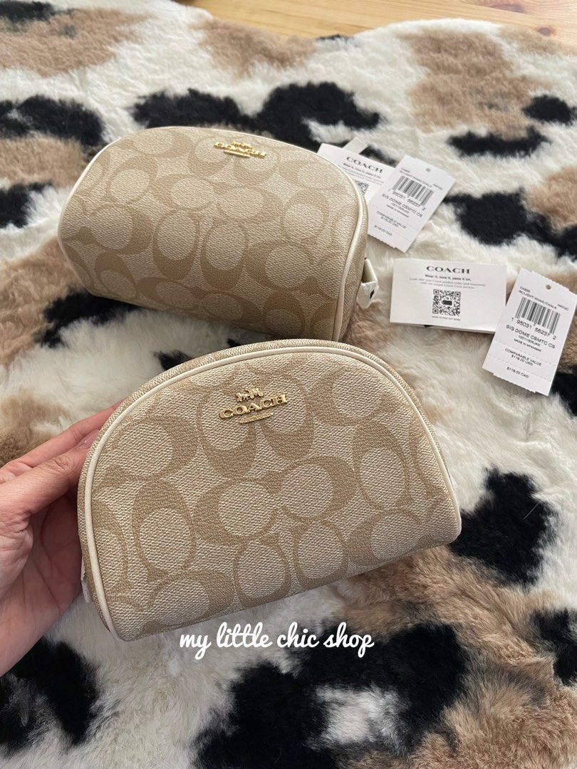 coach dome cosmetic pouch in signature canvas, Women's Fashion, Bags