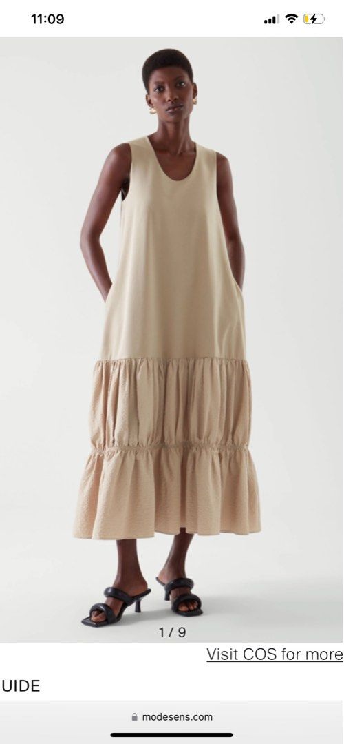 COS Tiered Dress in beige Women s Fashion Dresses Sets