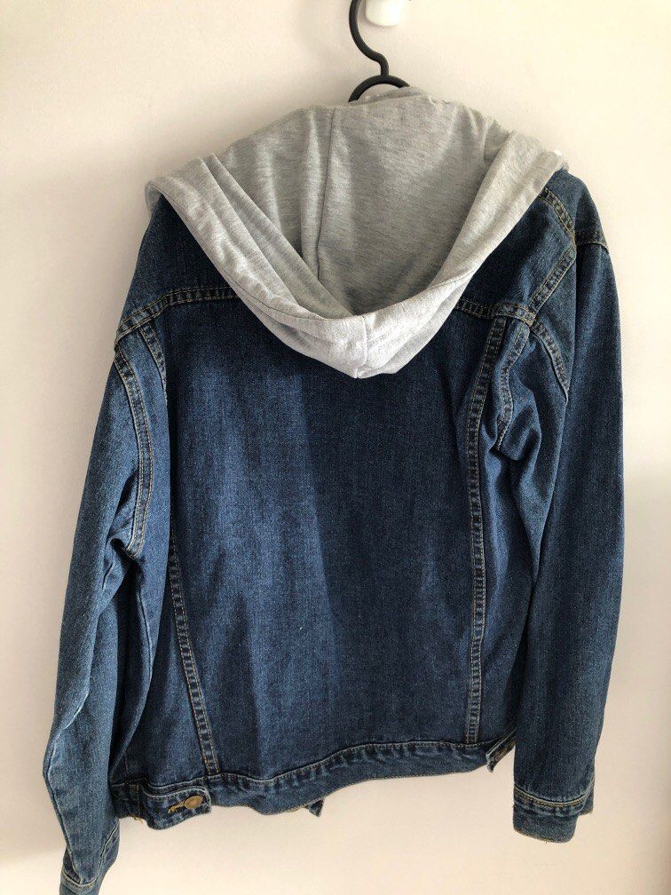 Jean jacket with built in hoodie new arrivals