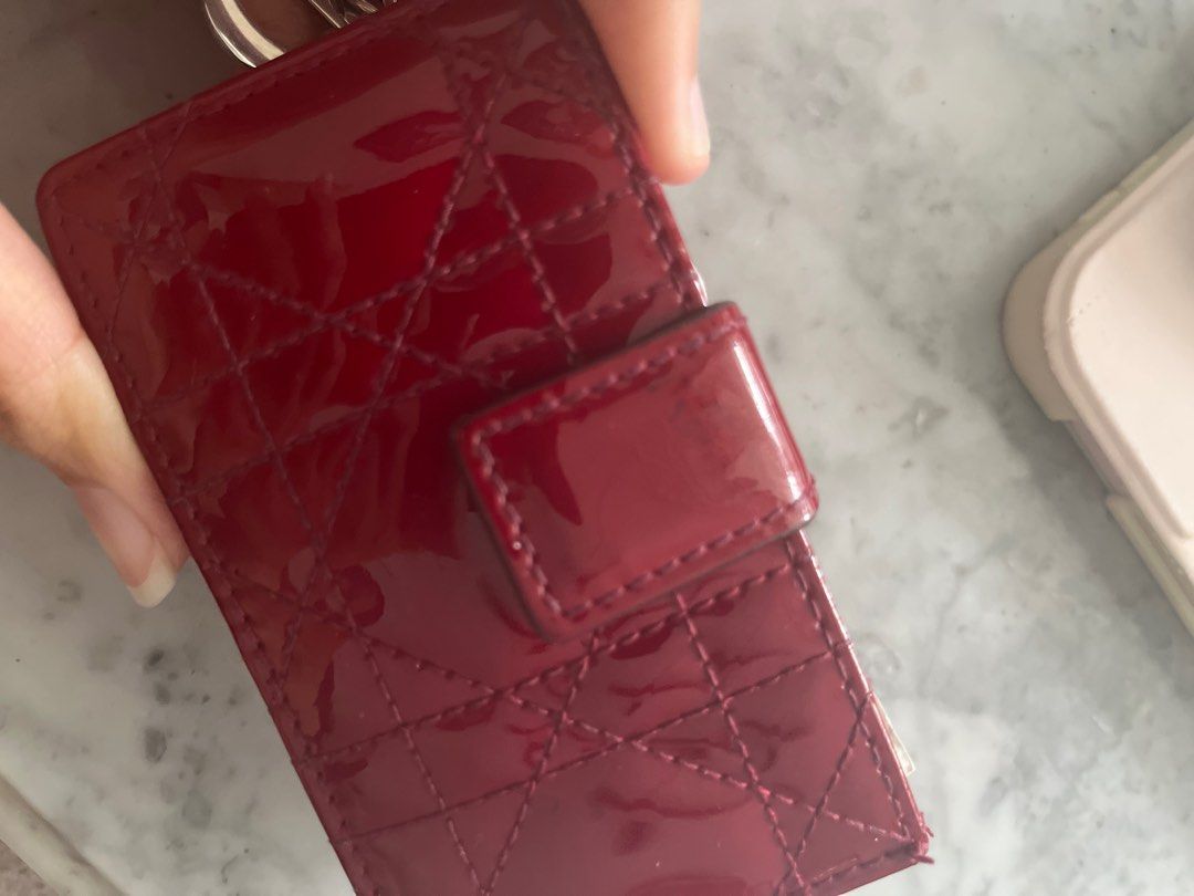 Authentic Dior 5 Gusset Card Holder - Patent Red