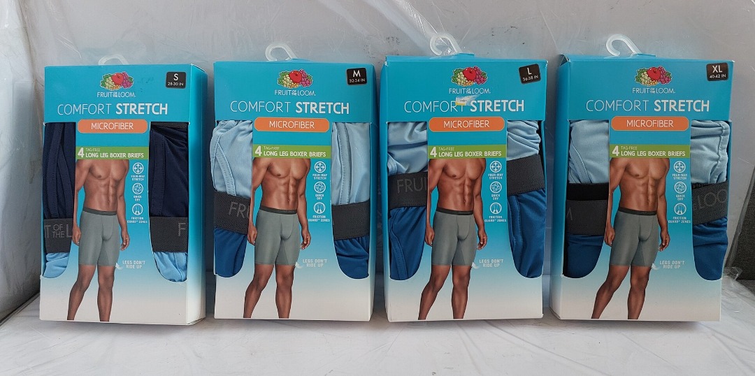 Fruit of the Loom Boxer Briefs 4-Pack Long Leg Comfort Stretch