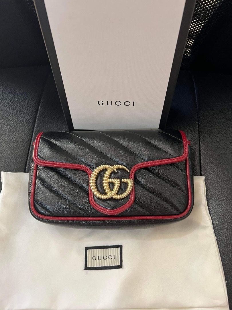 Gucci marmont black and red sale