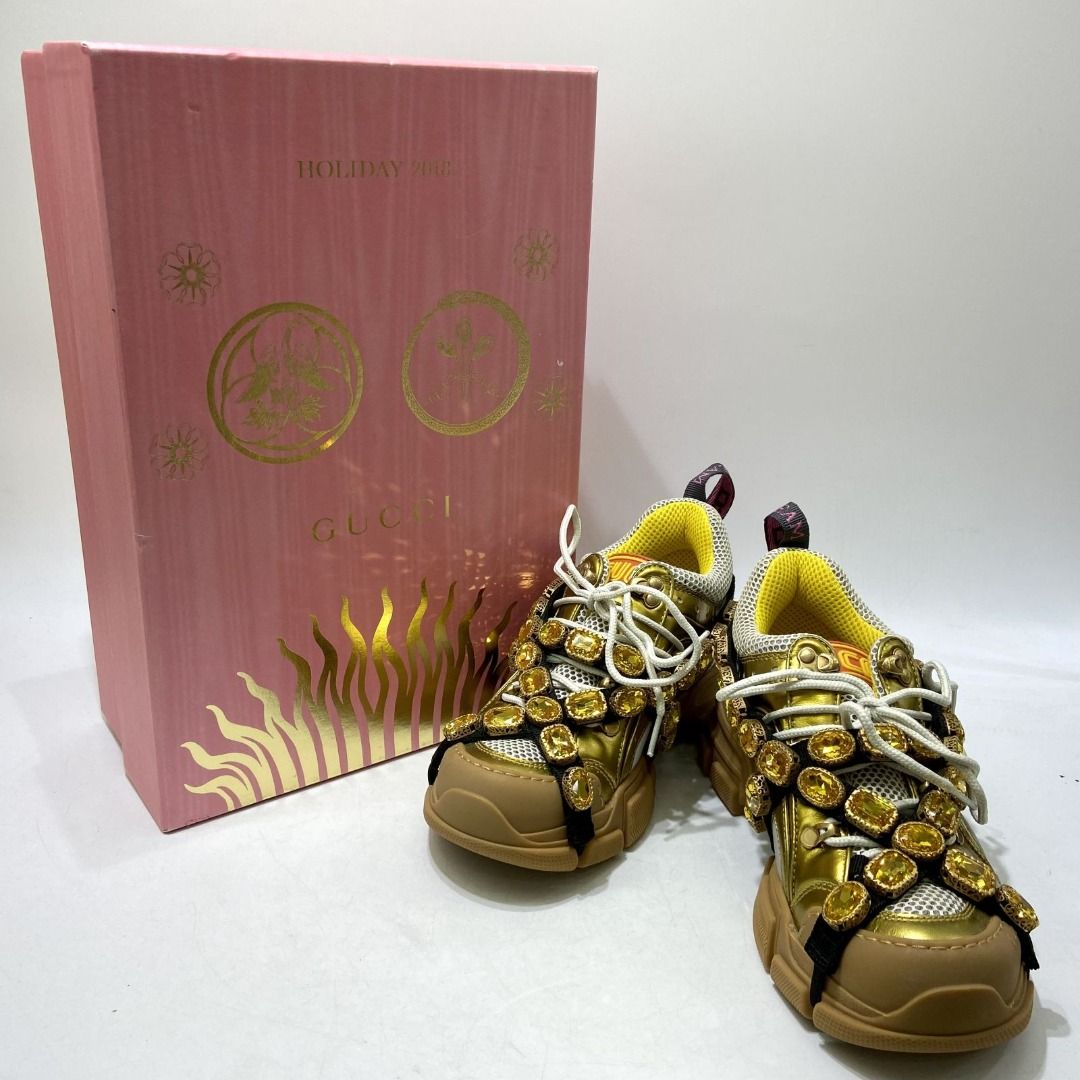 GUCCI YELLOW/ GOLD FLASHTREK SNEAKERS 237002270 AL, Luxury
