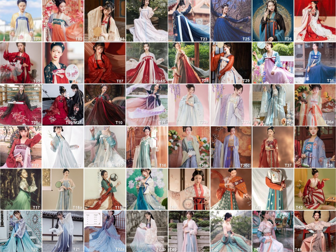 Hanfu rental >200 female male costumes Han, Wei, Jin, Tang, Song, Ming ...