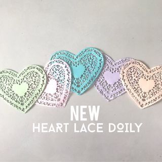 Heartshape lace pastel handmade doily