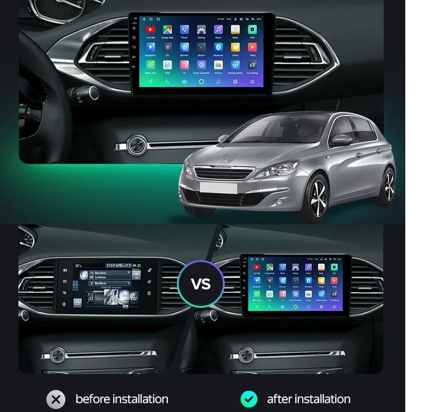 ZZPHKK Android 14 Auto Radio Für Peugeot 308 - 9,5 Zoll CarPlay & Android Auto