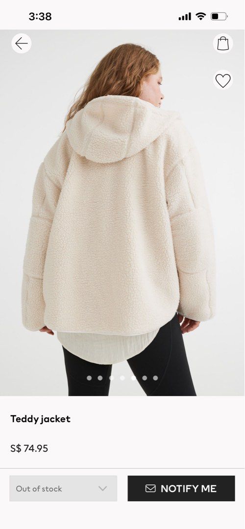 H M Teddy Jacket Natural White S size