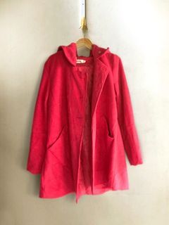 Hot Pink Hoodie Trench Coat