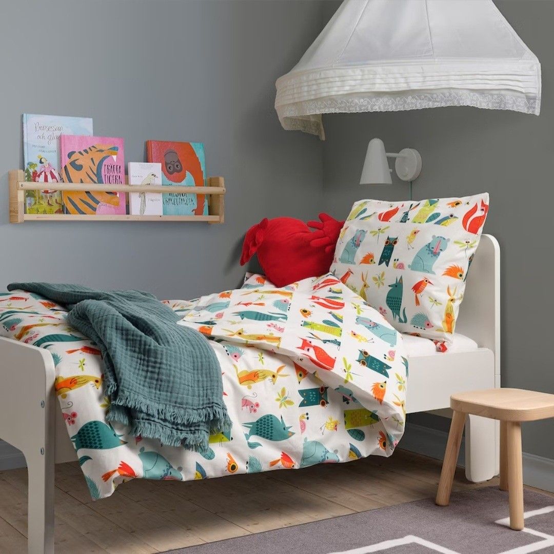 Ikea Lattjo Duvet cover and pillowcase, animal/multicolour, 150x200/50x80 cm,  Furniture & Home Living, Bedding & Towels on Carousell