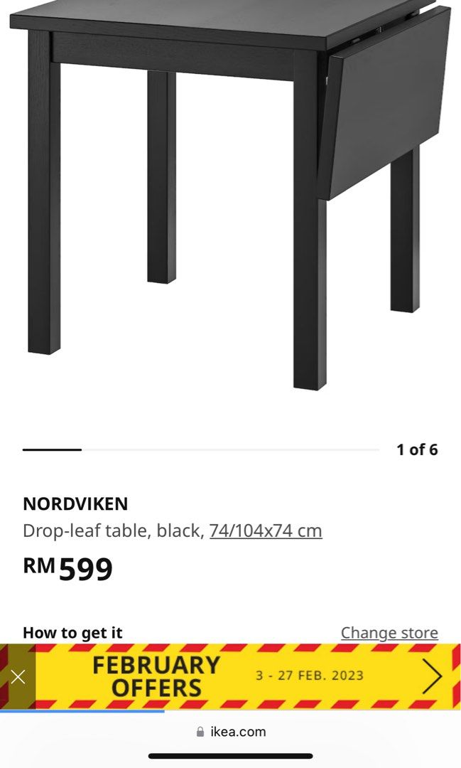Ikea Nordviken Dropleaf table, Furniture & Home Living, Furniture