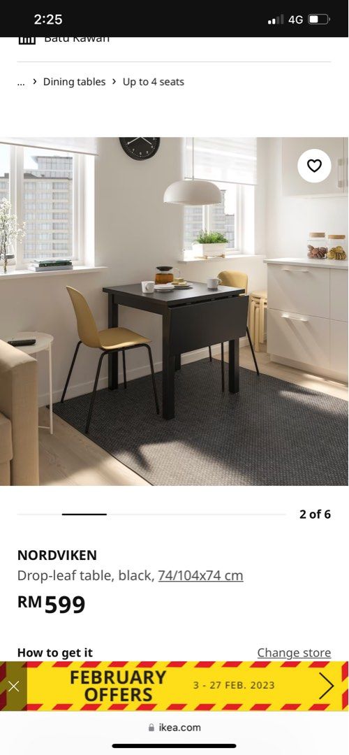 Ikea Nordviken Dropleaf table, Furniture & Home Living, Furniture