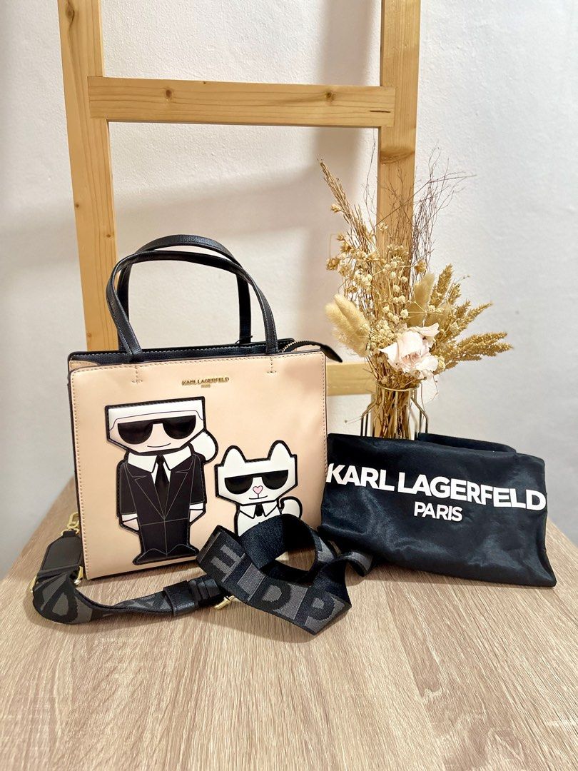 KARL LAGERFELD PARIS Maybelle Zip Satchel Shoulder Bag Black Faux