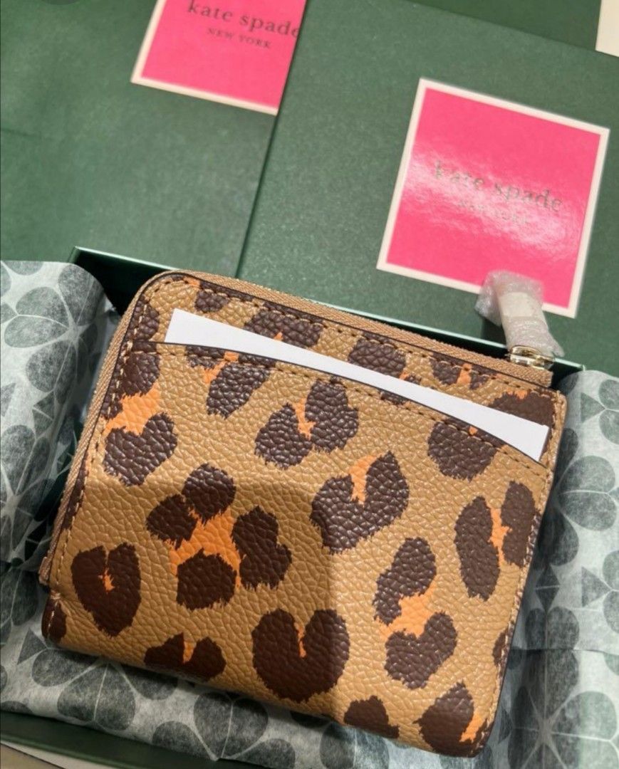 KATE SPADE Margaux Leopard Refined Grain Leather Bi-Fold Wallet, Luxury,  Bags & Wallets on Carousell