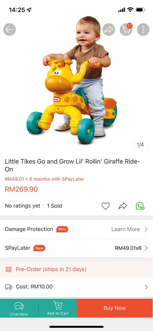 Little Tikes Giraffe Ride On Bicycle
