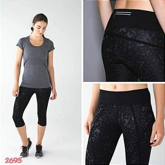 Lululemon Womens Pedal Pace Crop Star Crushed Black & Grey Size 6