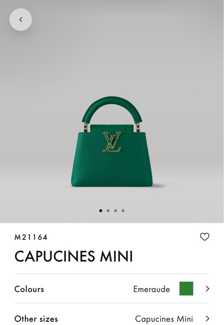LV Capucines Mini Ostrich Emerard-Green, 名牌, 手袋及銀包- Carousell