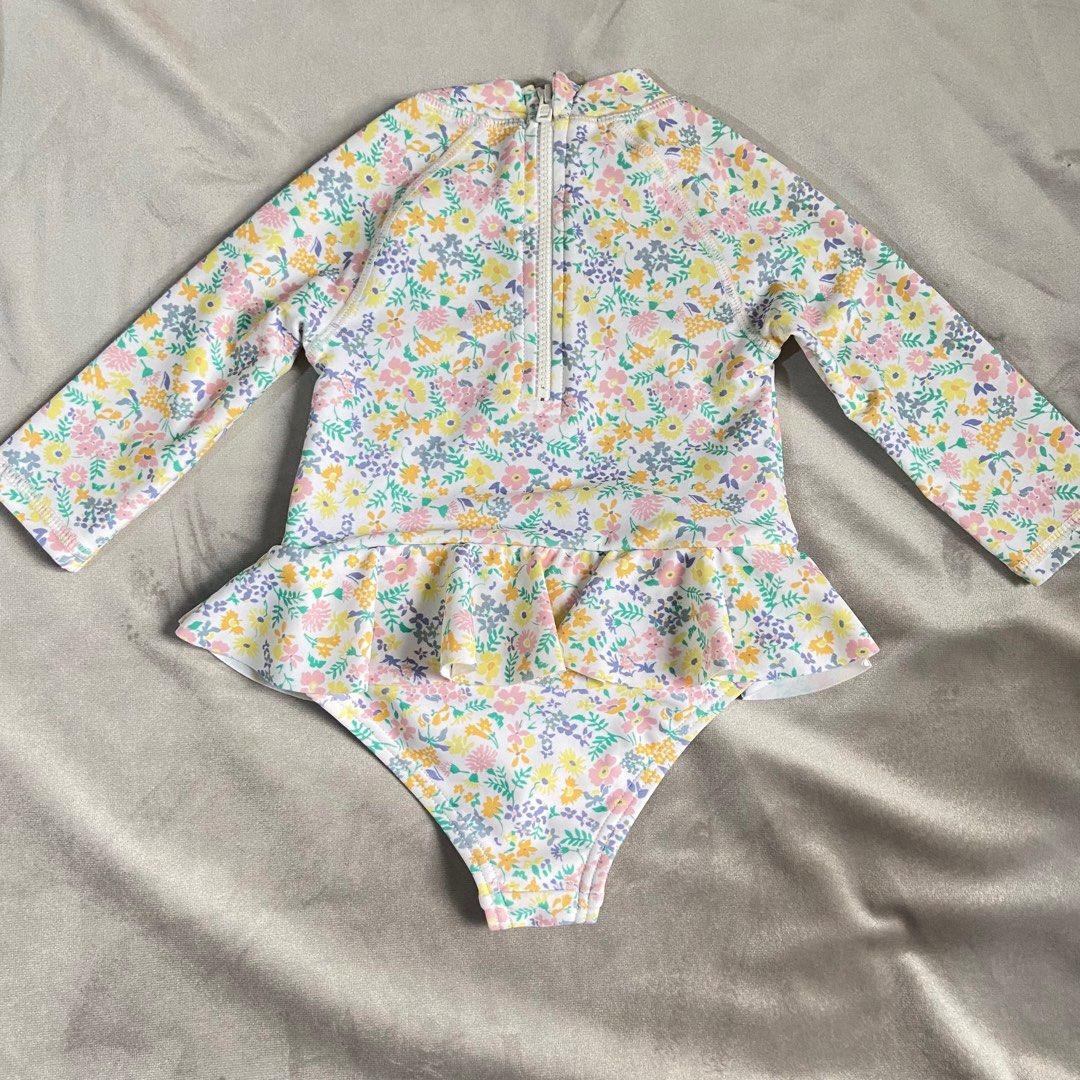 Marks and Spencer Baby Rash guard frill long sleeve swimsuit 36 mos