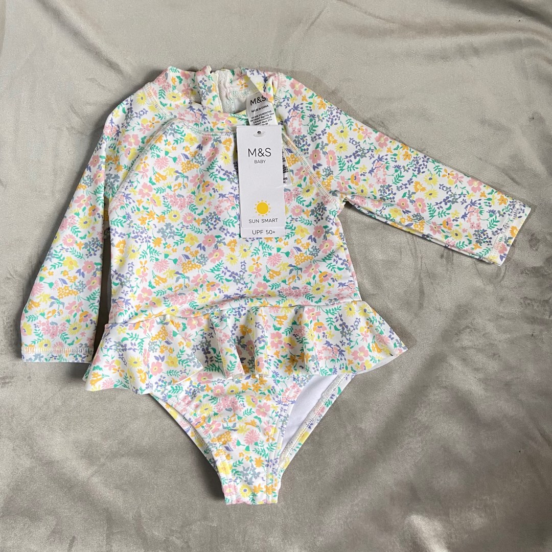 Marks and Spencer Baby Rash guard frill long sleeve swimsuit 36 mos
