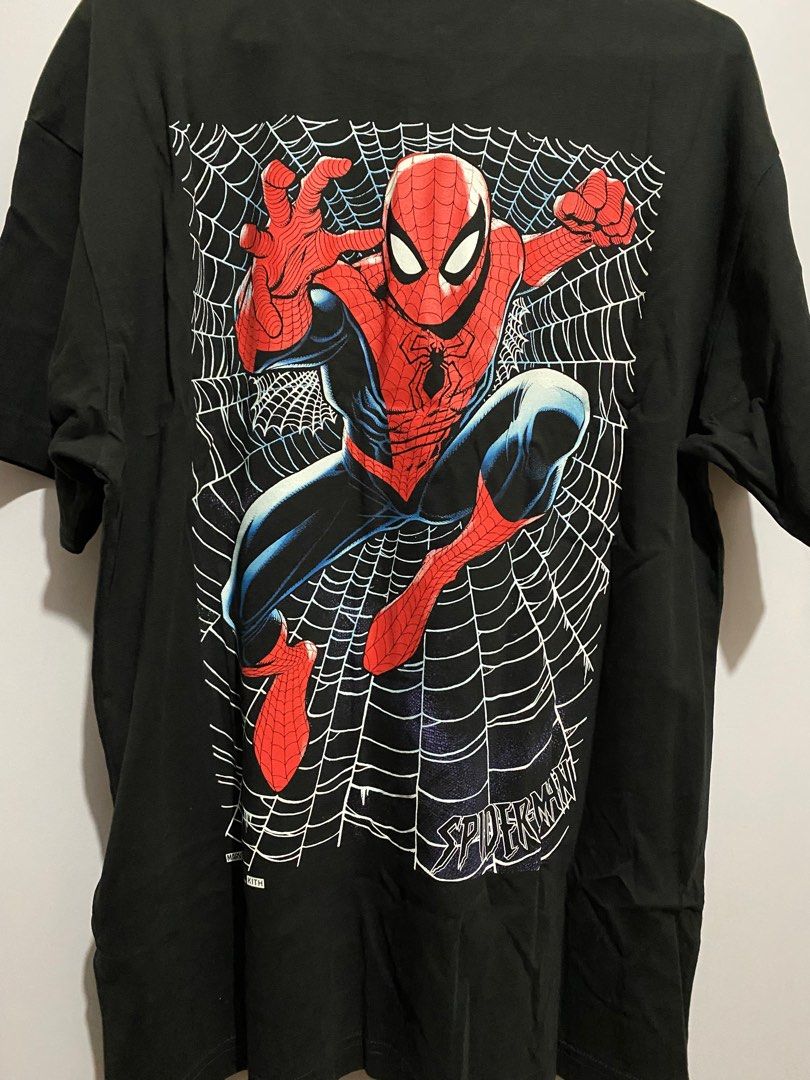 Marvel Kith Spider-Man Web Logo Tee Black S, 男裝, 上身及套裝, T