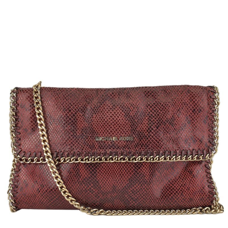 Michael Kors Oversize Chelsea Python Embossed Red Clutch/Chained Crossbody,  Luxury, Bags & Wallets on Carousell