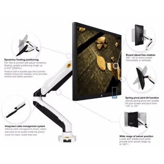 Monitor Gas-Strut Flexi Table mount ( White color )