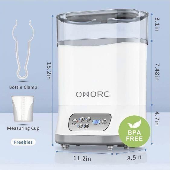 OMORC Baby Bottle Steriliser and Dryer 600W 5 in 1 Multifunctional Bottle Warmer with Auto Power Off Digital LCD Display for Sterilizing Drying Warming Milk Heating Food Babies Kids Nursing Feeding Br...
