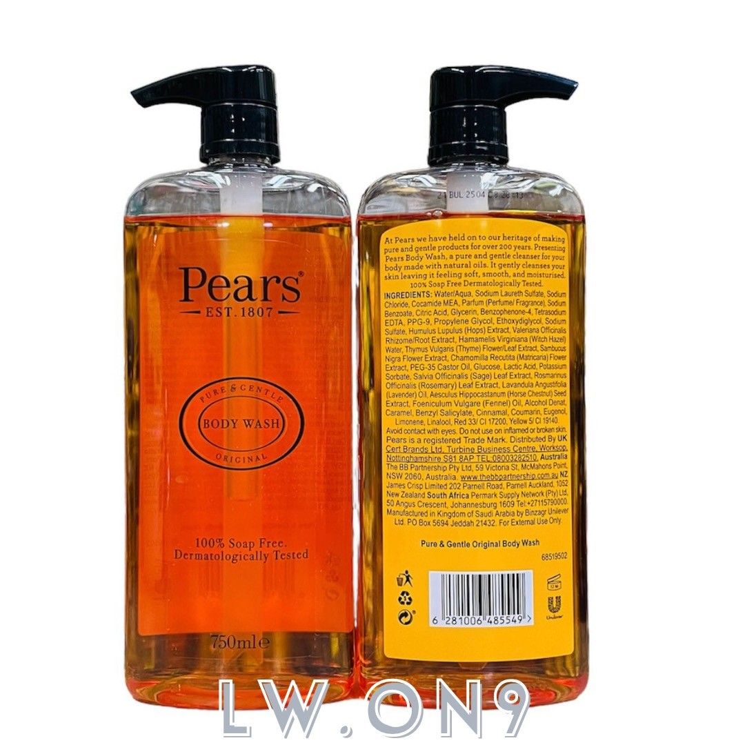 PEARS PURE & GENTLE BODY WASH 100 SOAP FREE DERMATOLOGICALLY TESTED