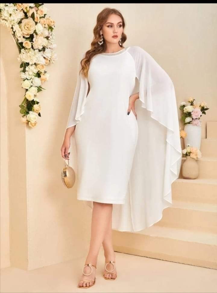Plus size white hot sale dress with cape
