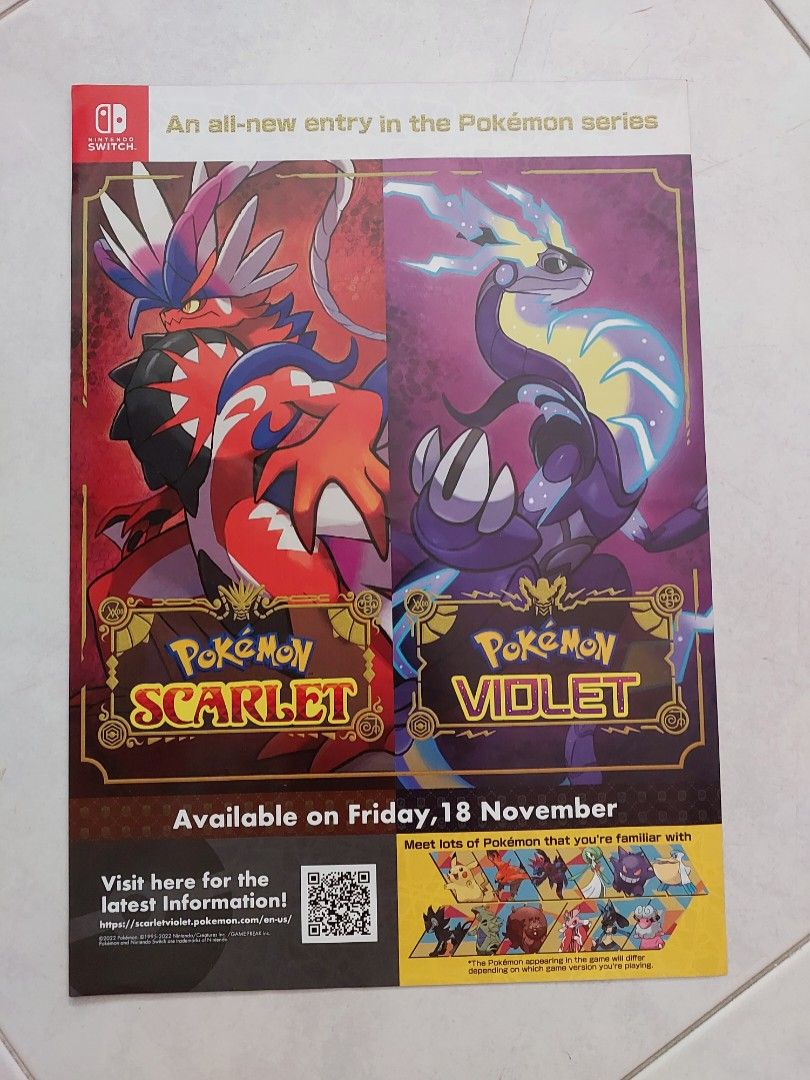 Pokemon Scarlet and Violet Promotional Poster, Hobbies & Toys, Toys ...