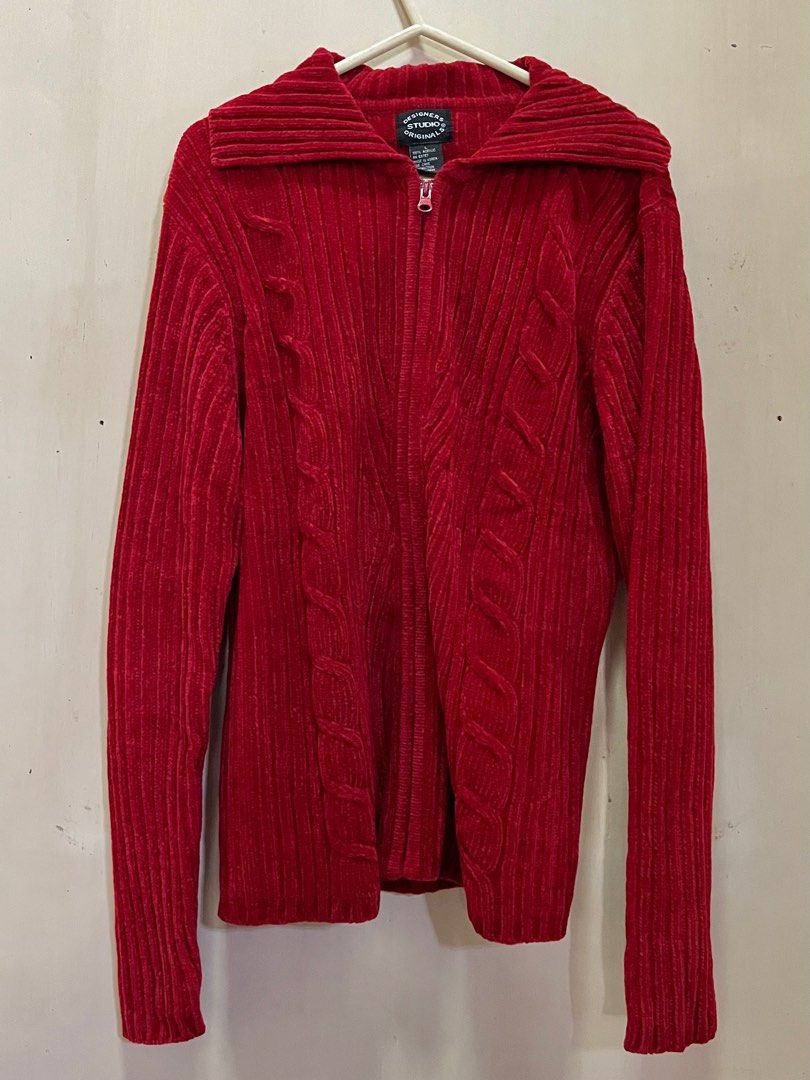 Red Sweater, Women's Fashion, Coats, Jackets and Outerwear on Carousell
