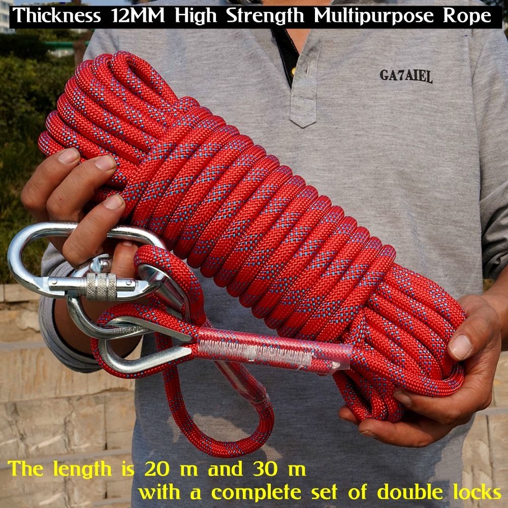 Rock Climbing Cord 20/30M Outdoor Hiking Rope High Strength Safety Sling  Cord Rappelling Rope Equipment Tool, Sports Equipment, Hiking & Camping on  Carousell