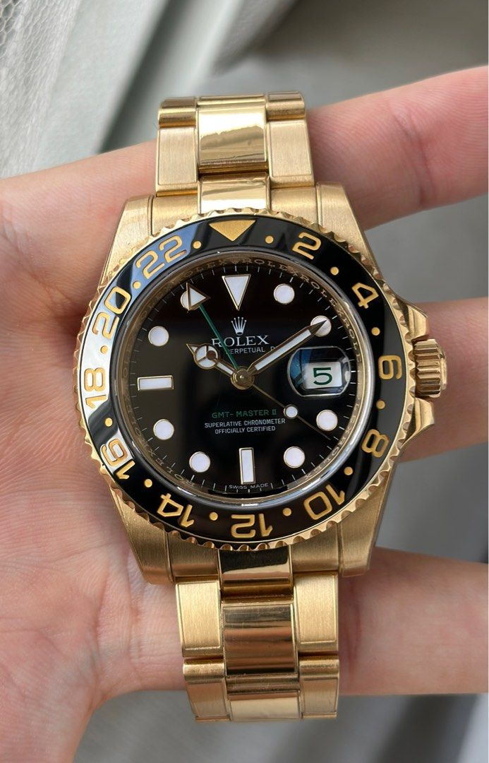 Rolex 116718LN GMT Master II Full Yellow Gold, Luxury, Watches on Carousell