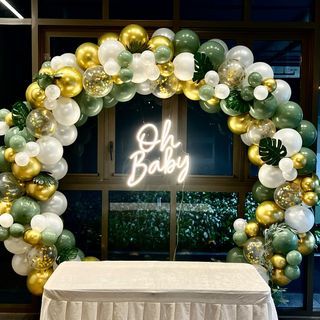 Round Arch + Full Round Balloon Garland (Rental and set up included) - Birthday - Baby Shower - Anniversary - 100 Days - One Month - Standard, Pearly, Chrome, Retro Balloons
