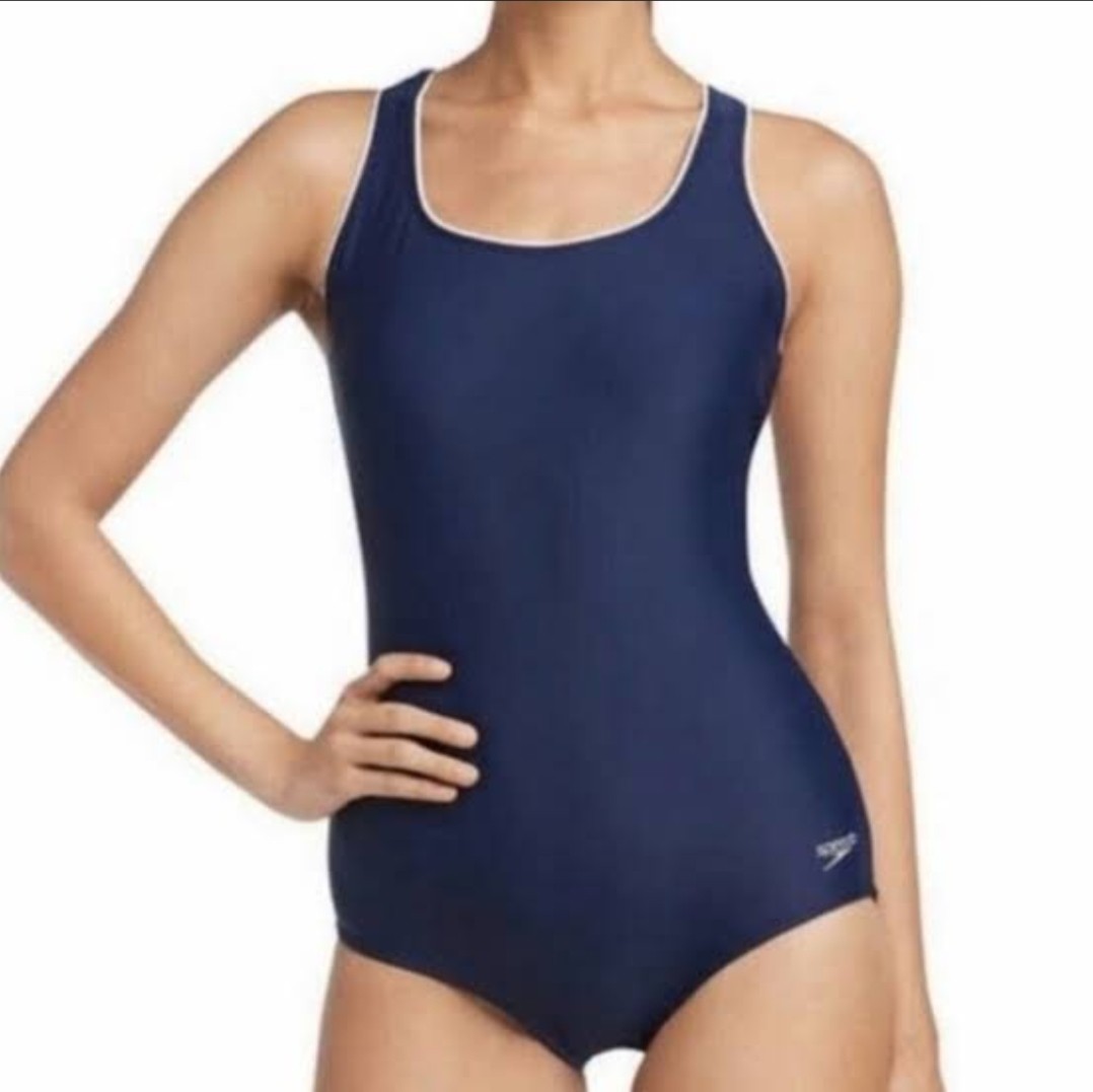 Speedo Navy Blue White Ultraback One Piece Training Swimsuit Womens