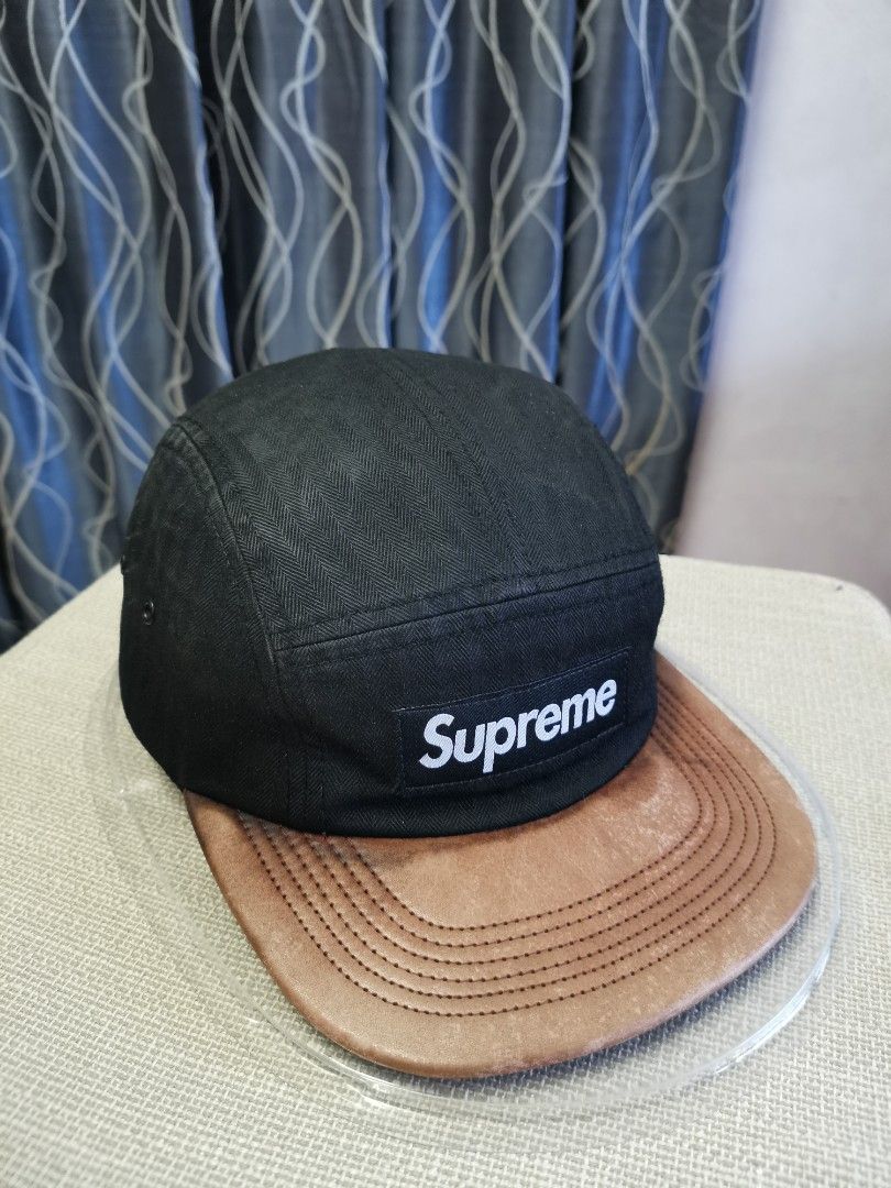 Supreme leather brim herringbone Cap