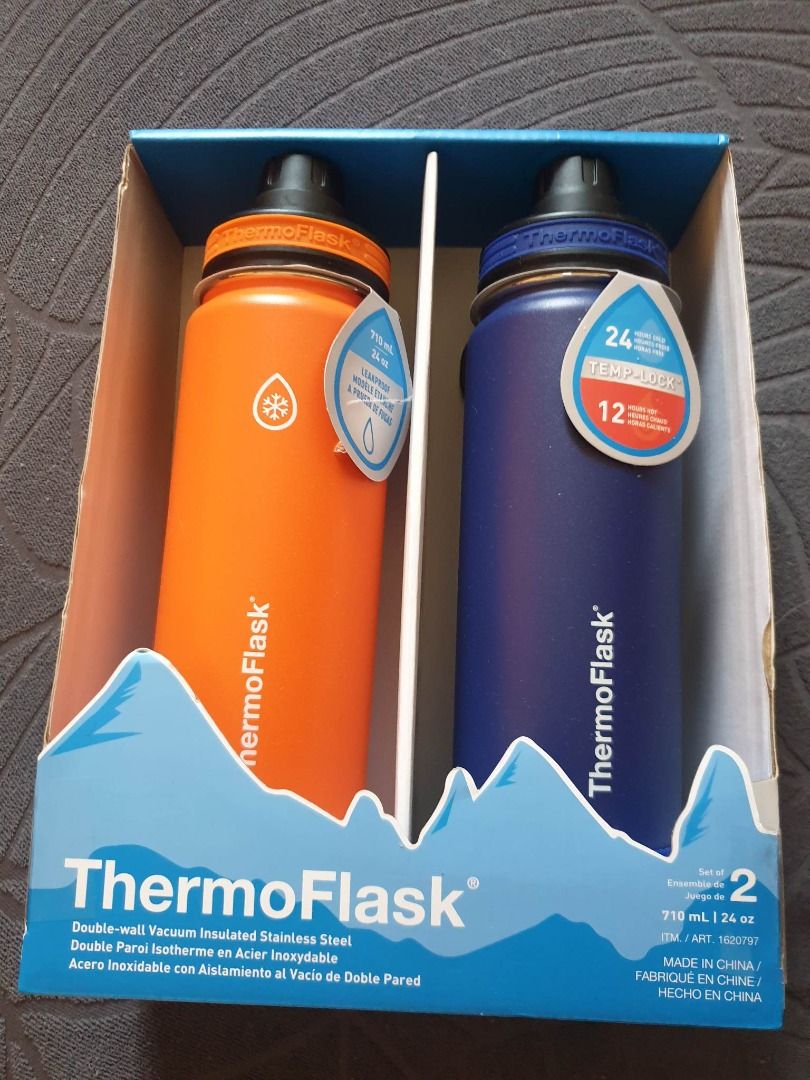 ThermoFlask 24oz Stainless Steel Insulated Water Bottles, 2-pack 