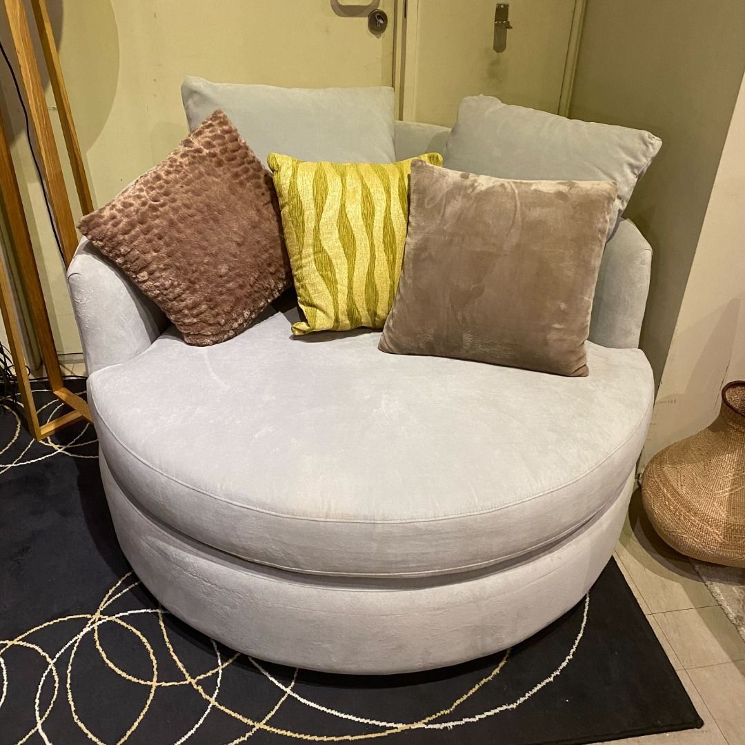 Sale Crate Barrel Tillie Grande Swivel Chair Round Sofa Chaise