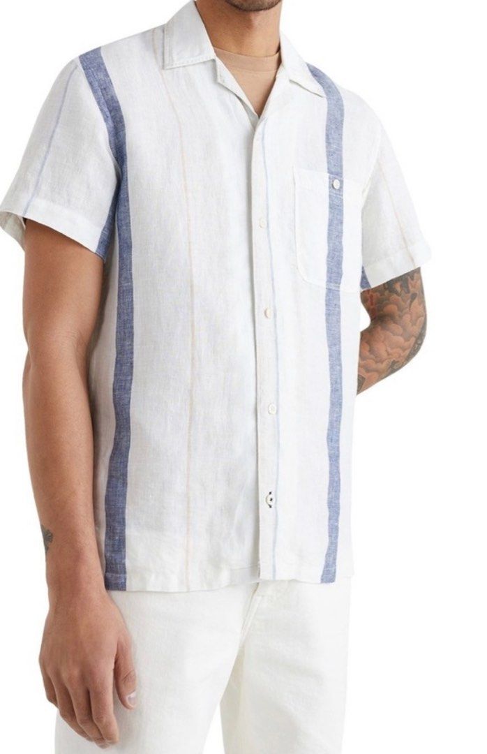 Tommy hilfiger linen short on sale sleeve shirt