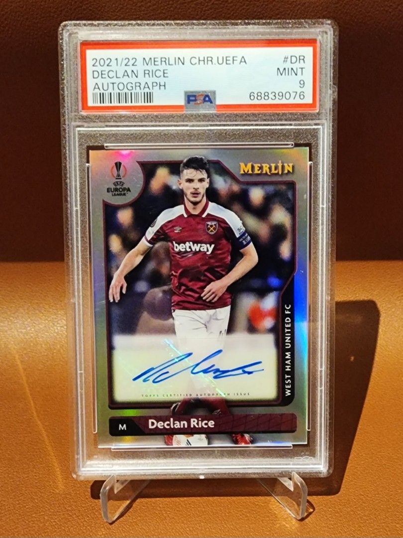 Topps Soccer Declan Rice PSA 9 Auto, Hobbies & Toys, Toys & Games 
